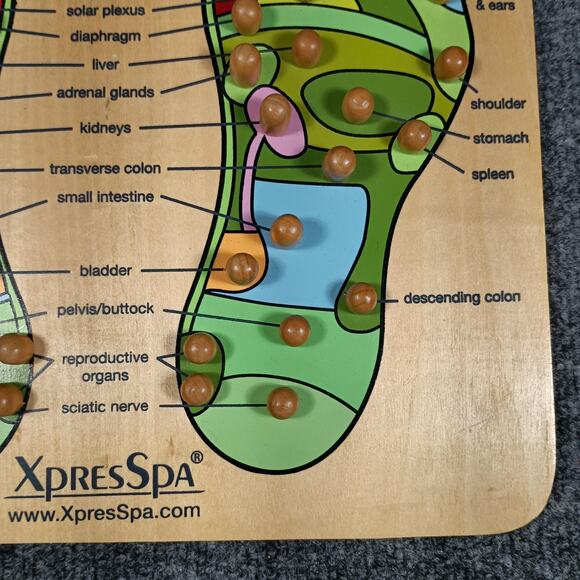 XpresSpa Foot Reflexology Wooden Massage Board Chart Acupressure Tool - Picture 5 of 7